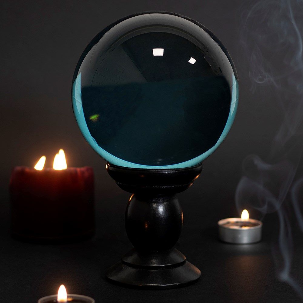 Something Different - Teal Large on Wooden Stand Crystal ball - Blue